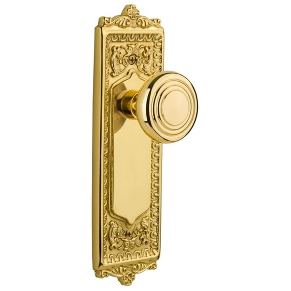 Nostalgic Warehouse Eaddec_Sd_Nk Vintage Art Deco Solid Brass Single Dummy Door Knob -