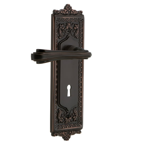 Nostalgic Warehouse Eadflr_Prv_238_Kh Fleur Privacy Door Lever Set - Bronze