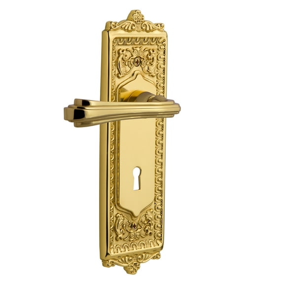 Nostalgic Warehouse Eadflr_Psg_234_Kh Fleur Passage Door Lever Set - Brass