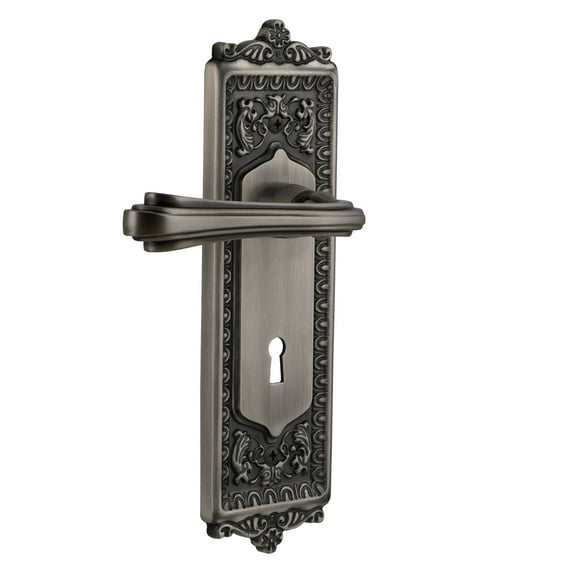 Nostalgic Warehouse Eadflr_Psg_234_Kh Fleur Passage Door Lever Set - Grey