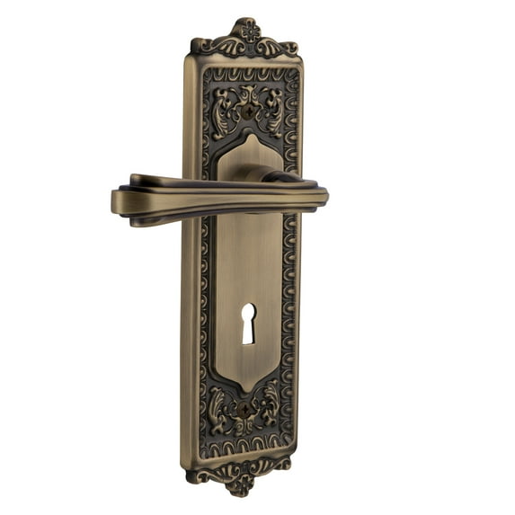Nostalgic Warehouse Eadflr_Psg_238_Kh Fleur Passage Door Lever Set - Brass