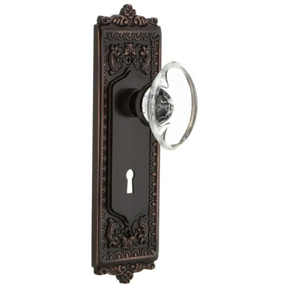 Nostalgic Warehouse Eadocc_Dp_Kh Vintage Oval Egg Clear Crystal Dummy Door Knob Set -