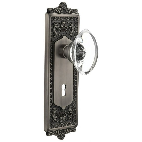 Nostalgic Warehouse Eadocc_Psg_234_Kh Vintage Oval Egg Clear Crystal Passage Door Knob Set