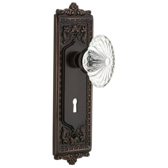 Nostalgic Warehouse Eadofc_Dp_Kh Vintage Oval Fluted Crystal Flower Dummy Door Knob Set -