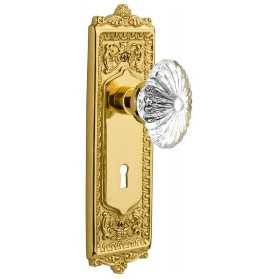 Nostalgic Warehouse Eadofc_Prv_238_Kh Vintage Oval Fluted Crystal Flower Privacy Door Knob