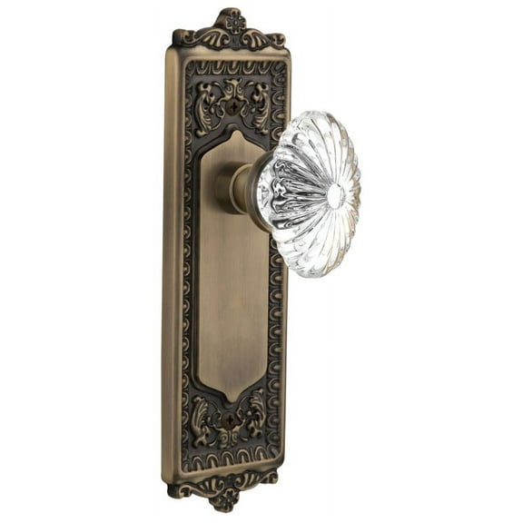 Nostalgic Warehouse Eadofc_Prv_238_Nk Vintage Oval Fluted Crystal Flower Privacy Door Knob