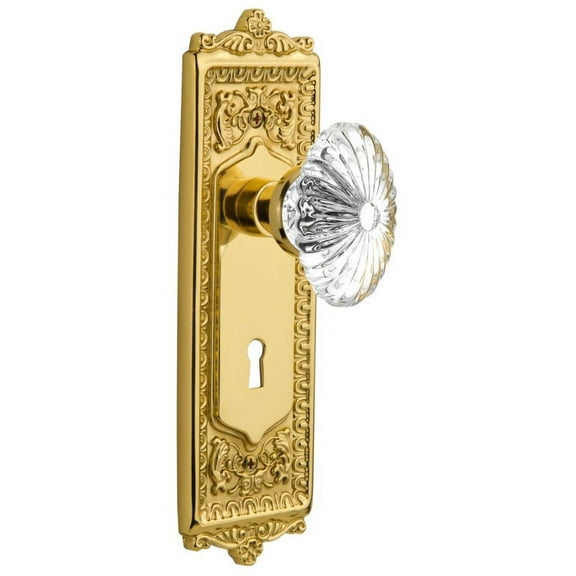 Nostalgic Warehouse Eadofc_Psg_234_Kh Vintage Oval Fluted Crystal Flower Passage Door Knob