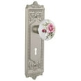 thumbnail image 1 of Nostalgic Warehouse Eadros_Dp_Kh Rose Porcelain Solid Brass Dummy Door Knob Set - Nickel, 1 of 1