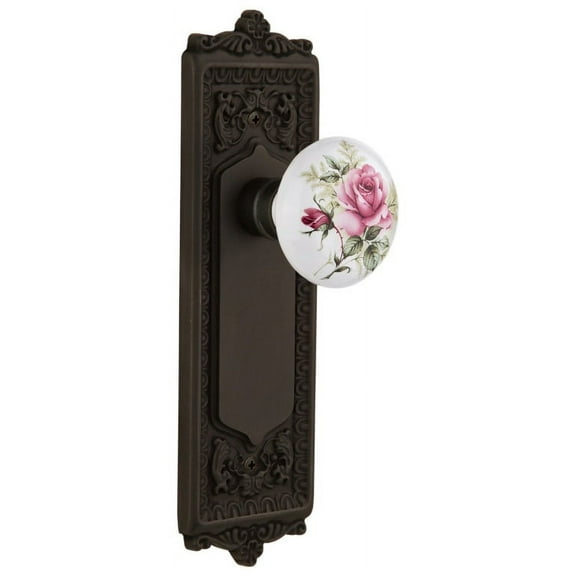 Nostalgic Warehouse Eadros_Psg_238_Nk Rose Porcelain Solid Brass Passage Door Knob Set -