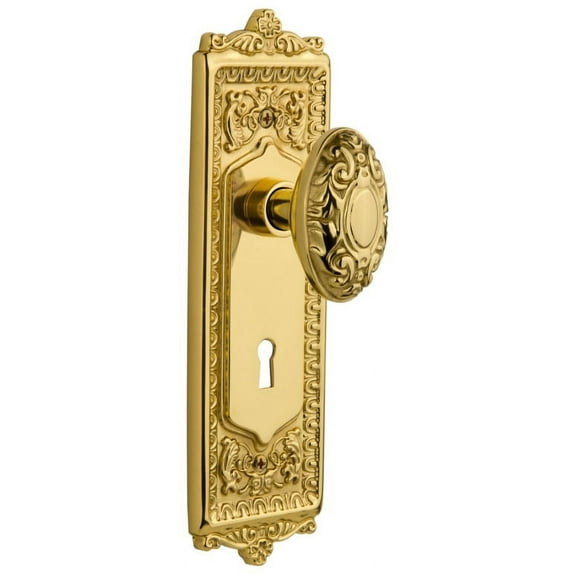 Nostalgic Warehouse Eadvic_Prv_238_Kh Victorian Solid Brass Privacy Door Knob Set - Brass