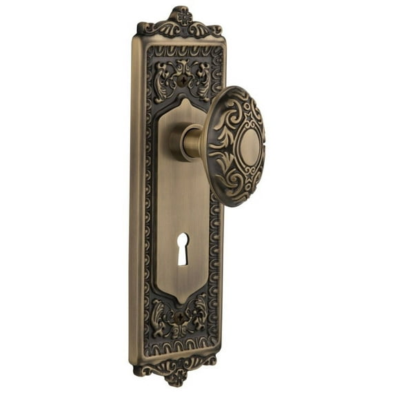 Nostalgic Warehouse Eadvic_Prv_238_Kh Victorian Solid Brass Privacy Door Knob Set - Brass