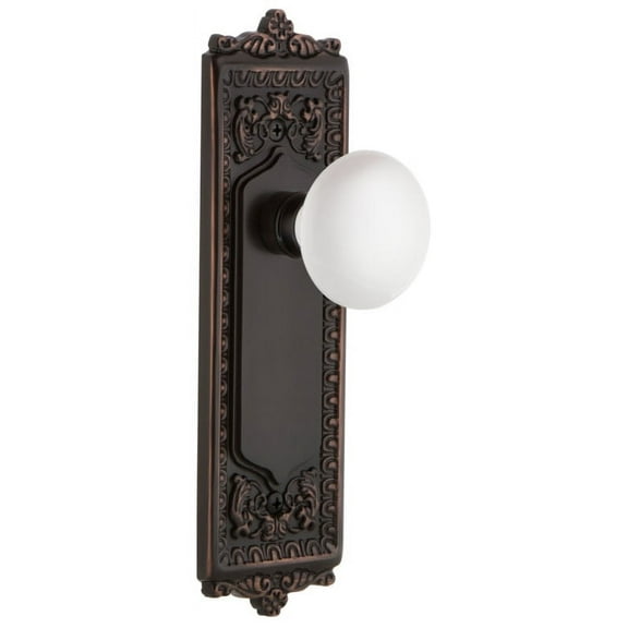 Nostalgic Warehouse Eadwhi_Psg_234_Nk White Porcelain Solid Brass Passage Door Knob Set -