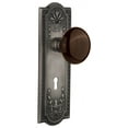 thumbnail image 1 of Nostalgic Warehouse Meabrn_Sd_Kh Brown Porcelain Solid Brass Single Dummy Door Knob - Grey, 1 of 1