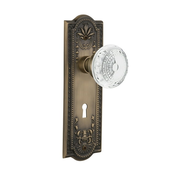 Nostalgic Warehouse Meacme_Sd_Kh Vintage Crystal Meadows Single Dummy Door Knob - Brass