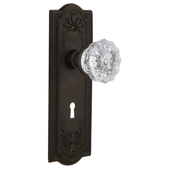 Nostalgic Warehouse Meacry_Prv_238_Kh Crystal Solid Brass Privacy Door Knob Set - Bronze