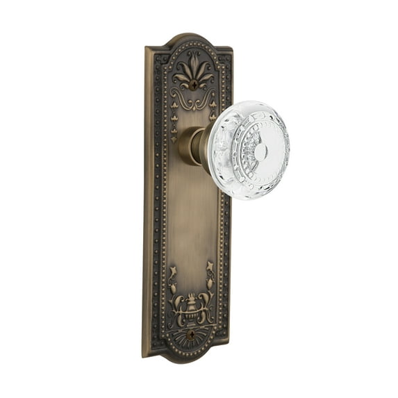 Nostalgic Warehouse Meacme_Dd_Nk Vintage Crystal Meadows Dummy Door Knob Set - Brass