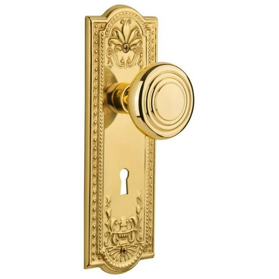 Nostalgic Warehouse Meadec_Prv_238_Kh Vintage Art Deco Solid Brass Privacy Door Knob Set -