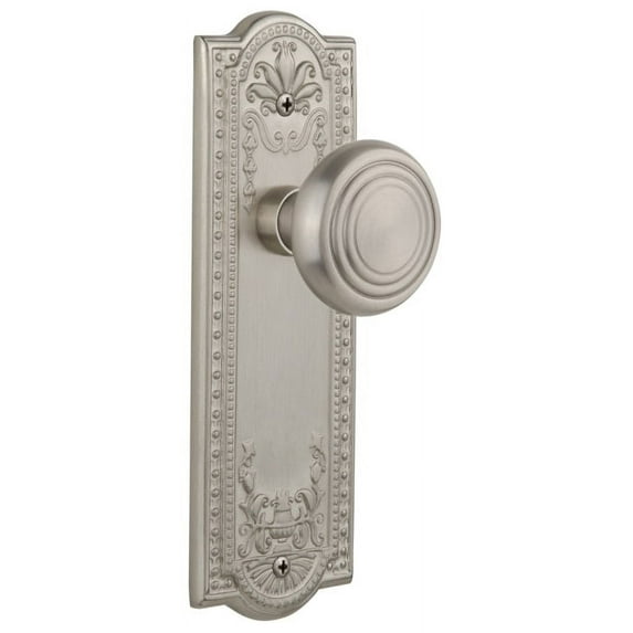 Nostalgic Warehouse Meadows Plate with Deco Knob Passage 2 375 Satin Nickel