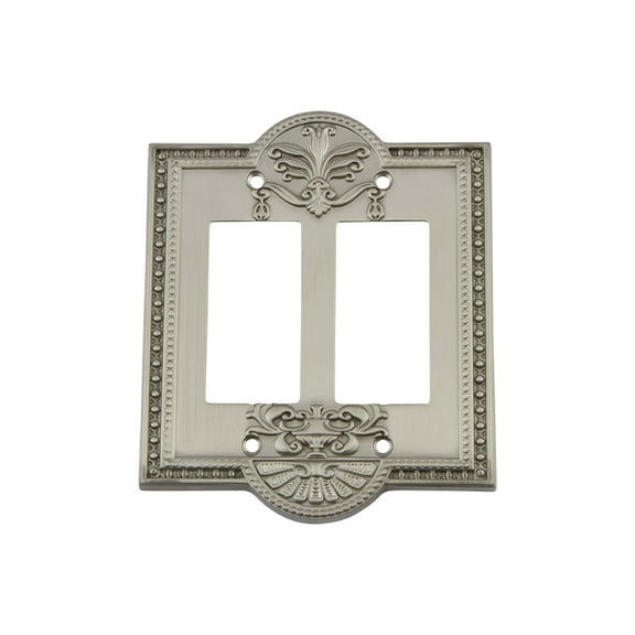 Nostalgic Warehouse 720002 Meadows Switch Plate with Double Rocker, Satin Nickel