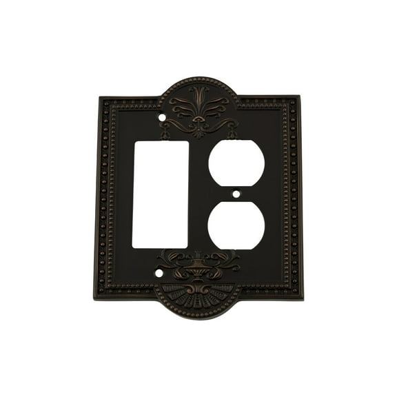Nostalgic Warehouse Mea_Swplt_Rd Meadows Victorian Vintage 2 Gang Combination Wall Plate -