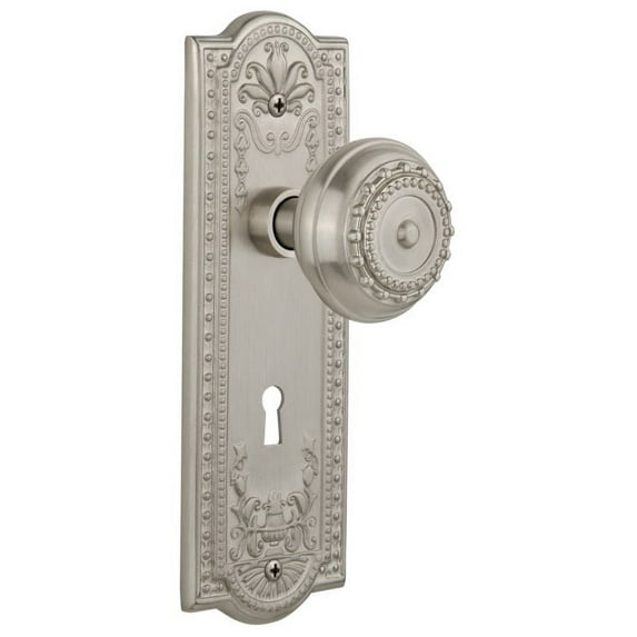 Nostalgic Warehouse Meamea_Dp_Kh Meadows Solid Brass Dummy Door Knob Set - Nickel