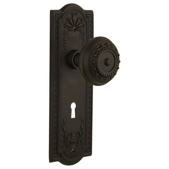 Nostalgic Warehouse Meamea_Psg_238_Kh Meadows Solid Brass Passage Door Knob Set - Bronze