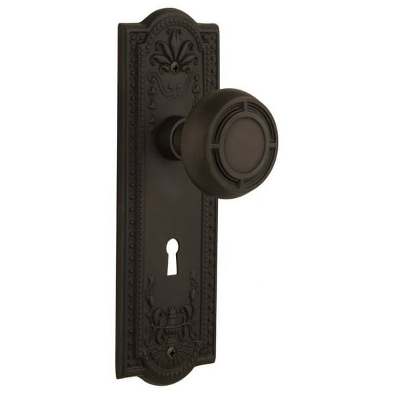 Nostalgic Warehouse Meamis_Prv_234_Kh Mission Solid Brass Privacy Door Knob Set - Bronze