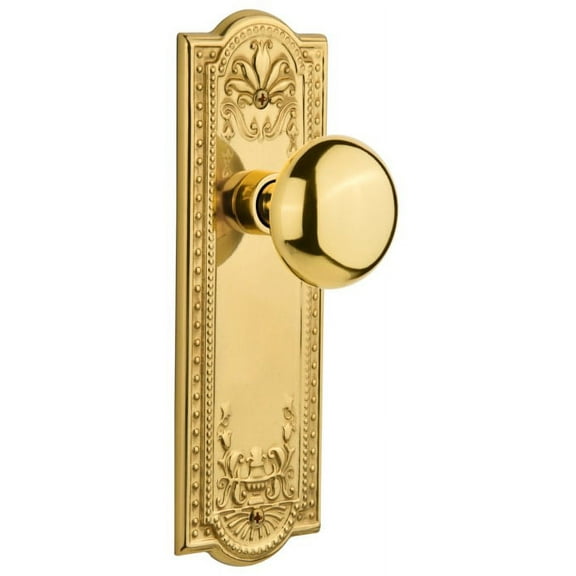 Nostalgic Warehouse Meanyk_Prv_238_Nk New York Solid Brass Privacy Door Knob Set - Brass