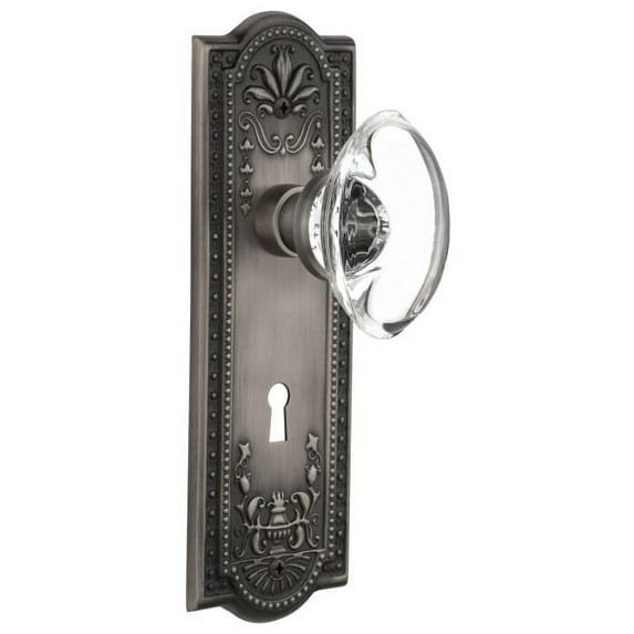 Nostalgic Warehouse Meaocc_Psg_234_Kh Vintage Oval Egg Clear Crystal Passage Door Knob Set