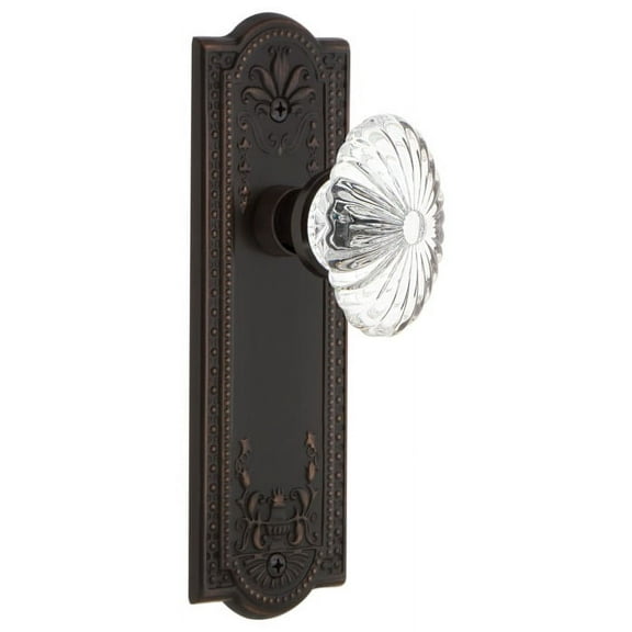Nostalgic Warehouse Meaofc_Prv_234_Nk Vintage Fluted Crystal Flower Privacy Door Knob Set