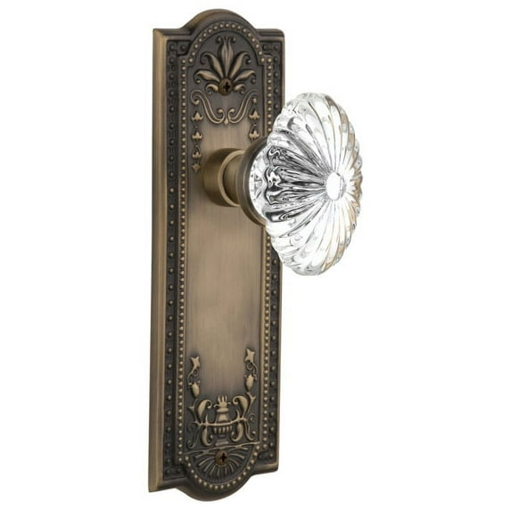 Nostalgic Warehouse Meaofc_Psg_234_Nk Vintage Fluted Crystal Flower Passage Door Knob Set