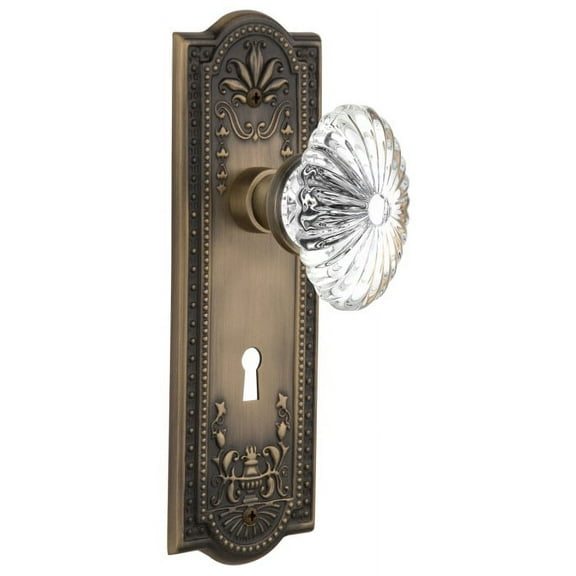 Nostalgic Warehouse Meaofc_Psg_238_Kh Vintage Fluted Crystal Flower Passage Door Knob Set