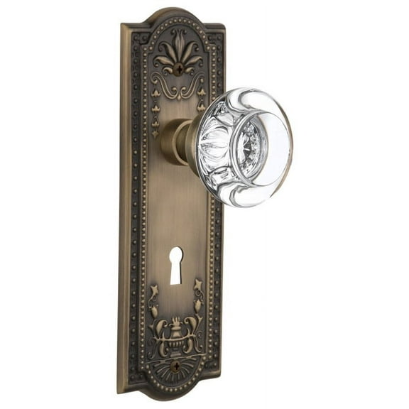 Nostalgic Warehouse Mearcc_Psg_234_Kh Round Clear Crystal Solid Brass Passage Door Knob