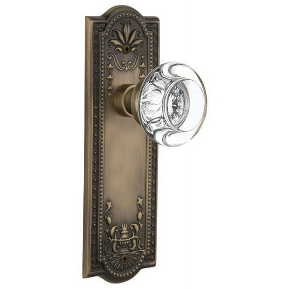 Nostalgic Warehouse Mearcc_Psg_234_Nk Round Clear Crystal Solid Brass Passage Door Knob
