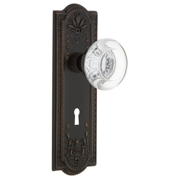 Nostalgic Warehouse Mearcc_Psg_238_Kh Round Clear Crystal Solid Brass Passage Door Knob