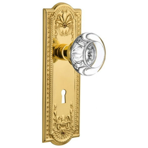 Nostalgic Warehouse Mearcc_Sd_Kh Round Clear Crystal Solid Brass Single Dummy Door Knob -