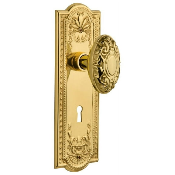 Nostalgic Warehouse Meavic_Prv_234_Kh Victorian Solid Brass Privacy Door Knob Set - Brass