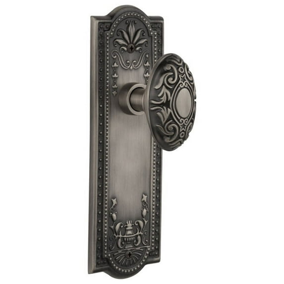 Nostalgic Warehouse Meavic_Prv_234_Nk Victorian Solid Brass Privacy Door Knob Set - Grey