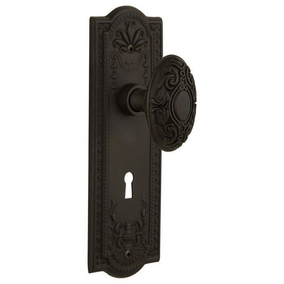 Nostalgic Warehouse Meavic_Psg_234_Kh Victorian Solid Brass Passage Door Knob Set - Bronze