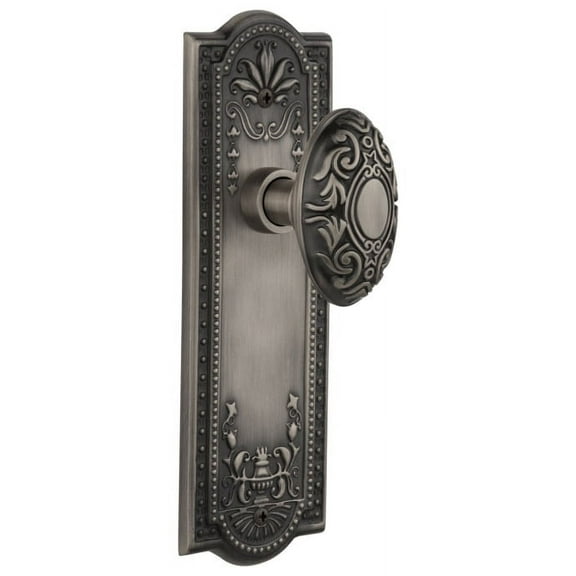 Nostalgic Warehouse Meavic_Psg_234_Nk Victorian Solid Brass Passage Door Knob Set - Grey