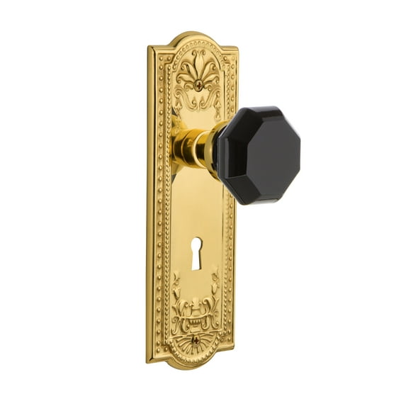 Nostalgic Warehouse Meawab_Dd_Kh Meadows Solid Brass Rose Dummy Door Knob Set - Brass