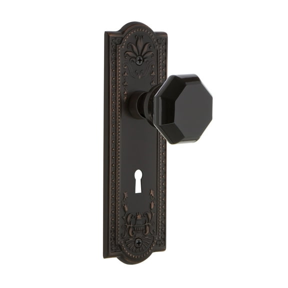 Nostalgic Warehouse Meawab_Dd_Kh Meadows Solid Brass Rose Dummy Door Knob Set - Bronze