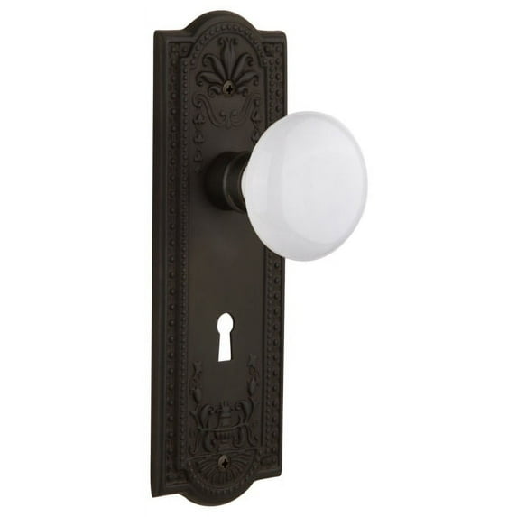 Nostalgic Warehouse Meawhi_Dp_Kh Vintage Farmhouse White Porcelain Dummy Door Knob Set -