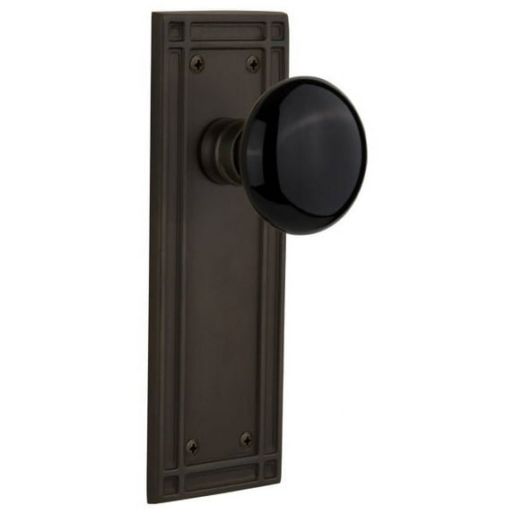 Nostalgic Warehouse Misblk_Dp_Nk Vintage Black Porcelain Dummy Door Knob Set - Bronze