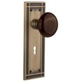 thumbnail image 1 of Nostalgic Warehouse Misbrn_Dp_Kh Brown Porcelain Solid Brass Dummy Door Knob Set - Brass, 1 of 1