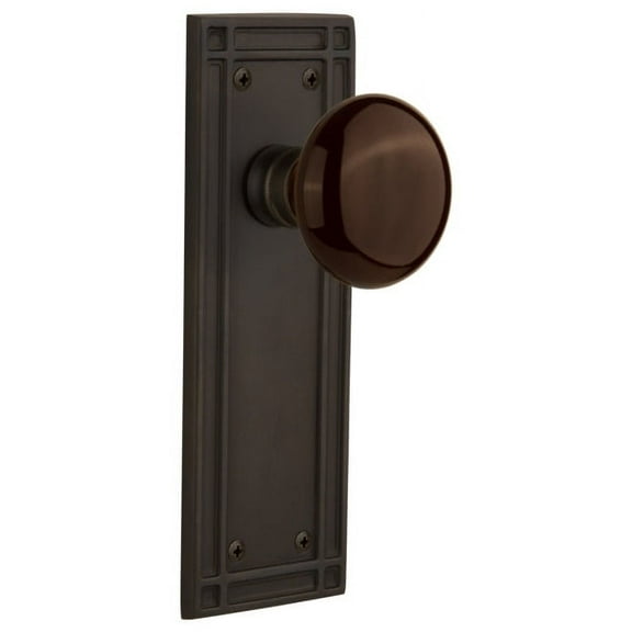 Nostalgic Warehouse Misbrn_Sd_Nk Brown Porcelain Solid Brass Single Dummy Door Knob -