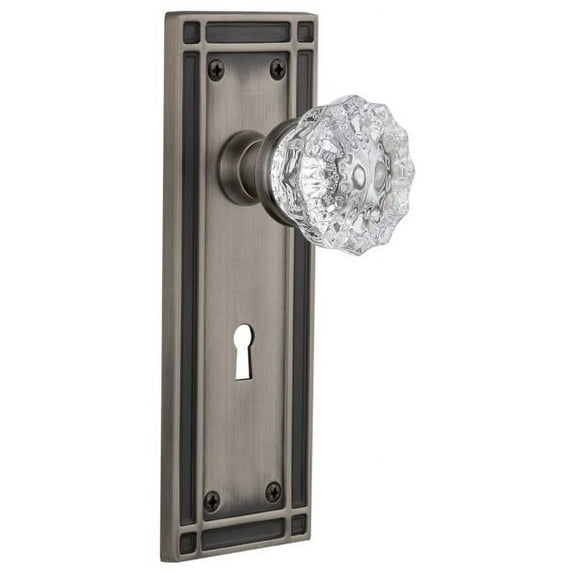 Nostalgic Warehouse Miscry_Prv_234_Kh Vintage Fluted Crystal Privacy Door Knob Set - Grey