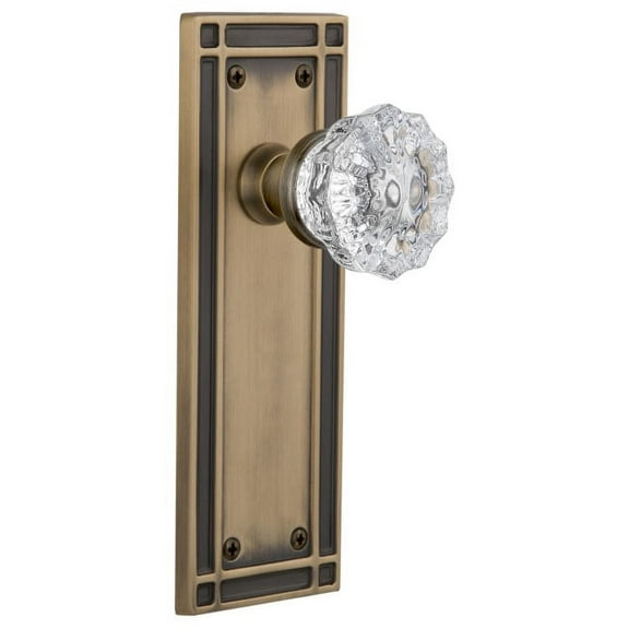Nostalgic Warehouse Miscry_Prv_234_Nk Vintage Fluted Crystal Privacy Door Knob Set - Brass