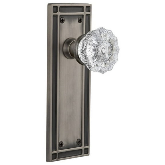 Nostalgic Warehouse Miscry_Prv_238_Nk Vintage Fluted Crystal Privacy Door Knob Set - Grey