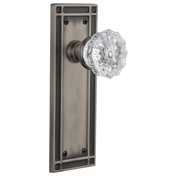 nostalgic warehouse miscry_prv_238_nk crystal solid brass privacy knob set with mission rose and 2-3/8" backset